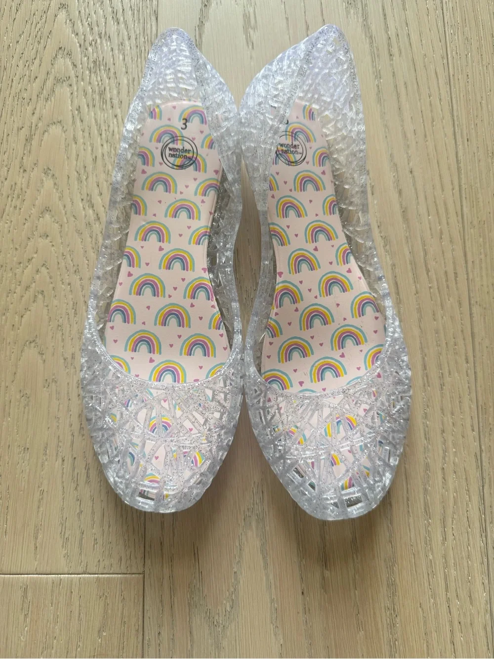 wonder nation Clear Jelly Ballet Flats with Rainbow Insole